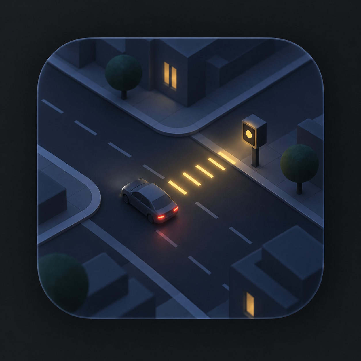 Illustrative speed-camera scene with amber category accents.